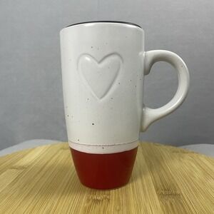 Heart Coffee Mug Travel Cup White Red Ceramic with‎ Lid